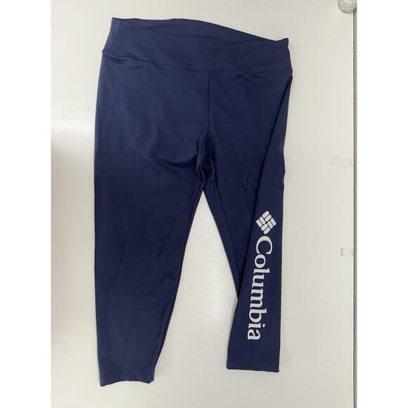 Columbia Womens Leggings Size XL Navy Blue Cropped Leg Logo - Picture 1 of 10